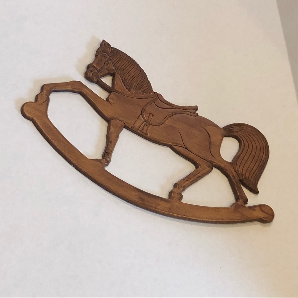 Vintage nursery decor wooden rocking horse